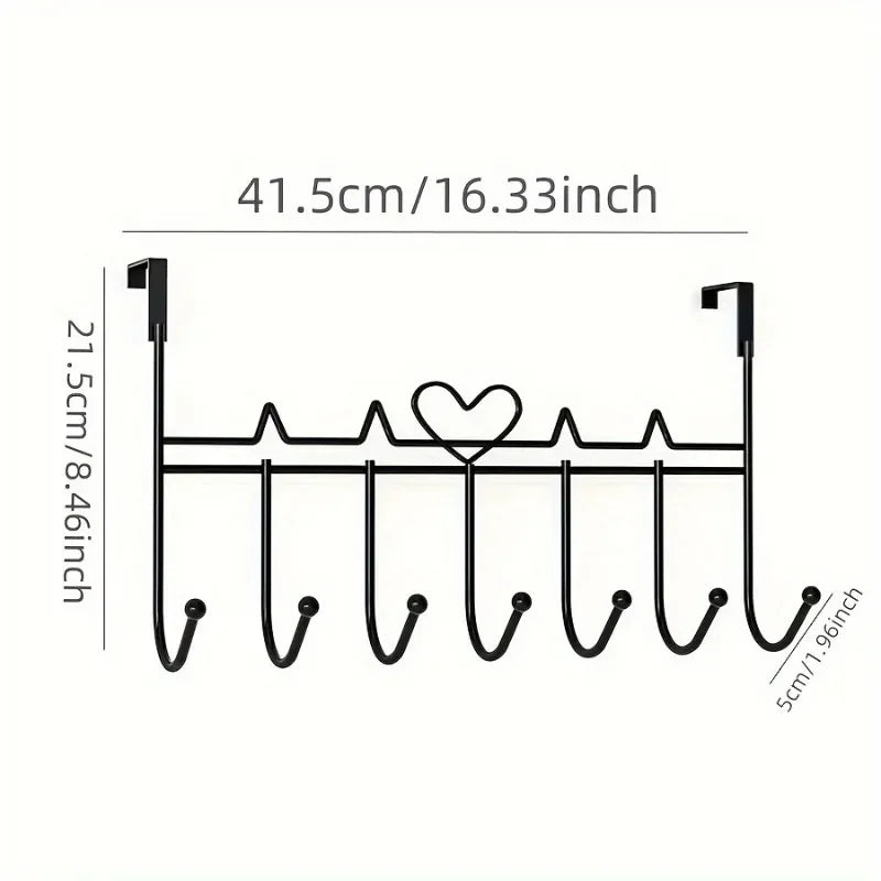YYMSF Heart-Shaped Door Hooks Punch-Free Hanging Clothes Storage Rack Bedroom Kitchen Bathroom Organizer