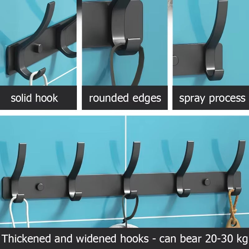 Black White Folding Robe Hooks Towel Hanger Nail Wall Rack Hooks Coat Clothes Holder for Bathroom Kitchen Accessories