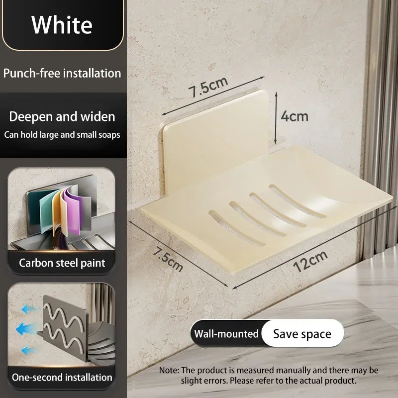 Stylish Black Carbon Steel Wall-Mounted Soap Box - Eco-Friendly and Durable Bathroom Storage Solution
