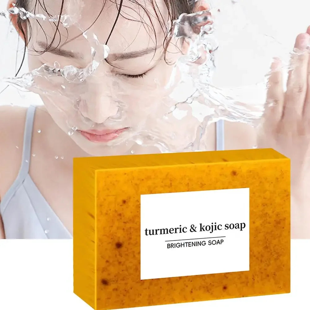 Revitalize Your Skin with 100G Handmade Turmeric & Lemon Kojic Acid Soap - Ideal for Deep Cleansing and Brightening
