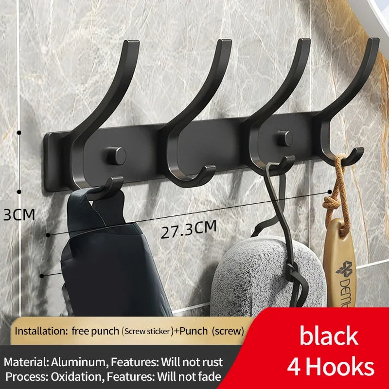 Black White Folding Robe Hooks Towel Hanger Nail Wall Rack Hooks Coat Clothes Holder for Bathroom Kitchen Accessories