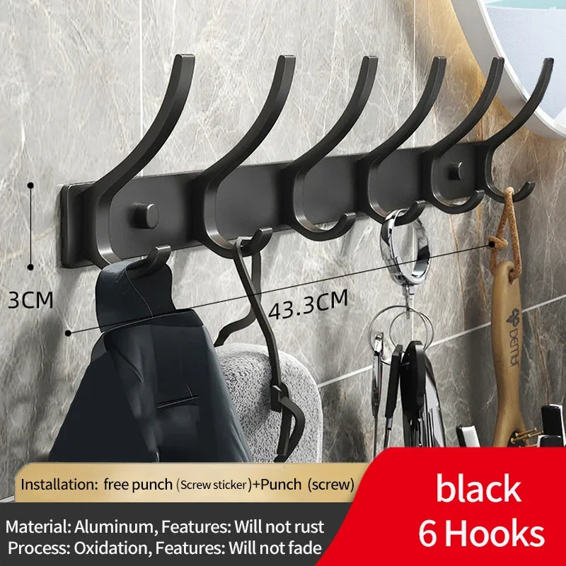 Black White Folding Robe Hooks Towel Hanger Nail Wall Rack Hooks Coat Clothes Holder for Bathroom Kitchen Accessories